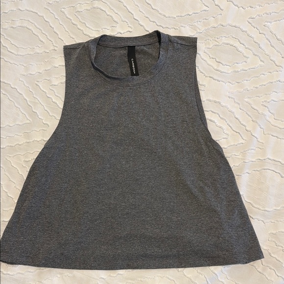 Carbon38 Tops - Carbon38 Gray Boxy Crop Muscle Tee